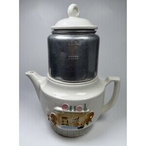 Vintage Porcelier Vitreous China Teapot w Infuser 6 Cup USA